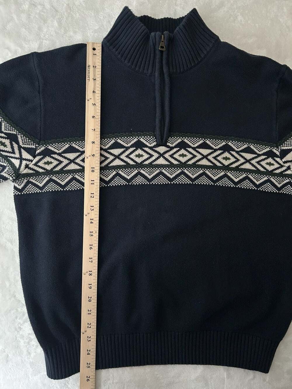 Original Weatherproof Vintage Men's 1/4 Zip Fair Isle Pattern Cotton Pullover - Picture 4 of 5
